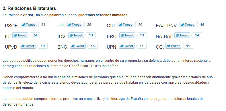 Amnistía Internacional plantea tres cuestiones a los partidos políticos. 